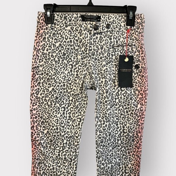 Maison Scotch NEW Leopard Print Jeans Womens sz 24R Designer Denim Pants Cheetah - Picture 2 of 7